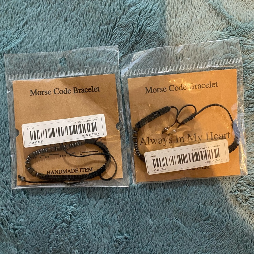 Handmade Morse Code Bracelet - Black